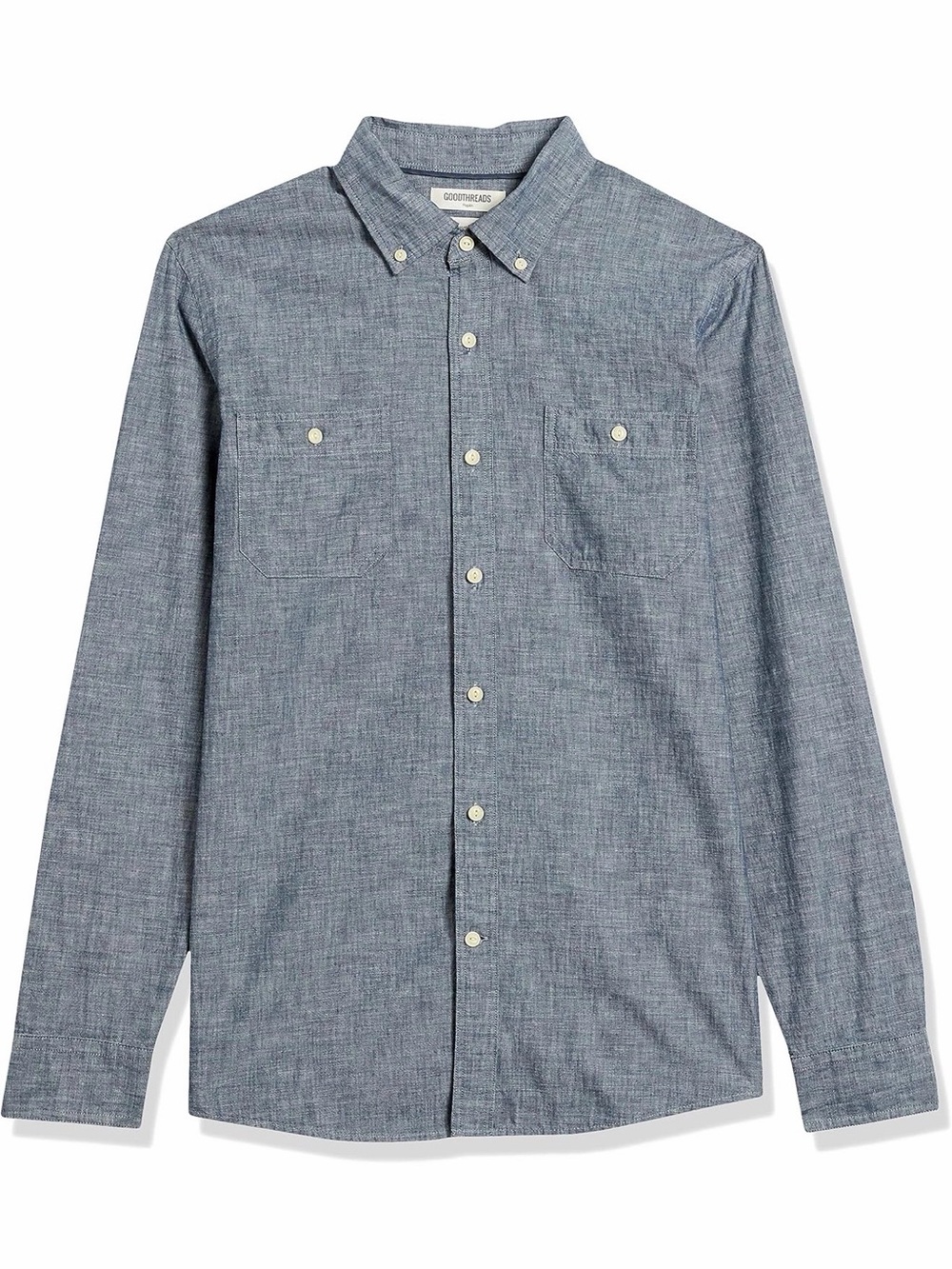 Goodthreads Men's XL Blue Chambray Slim Fit Button-Down Shirt 100% Cotton